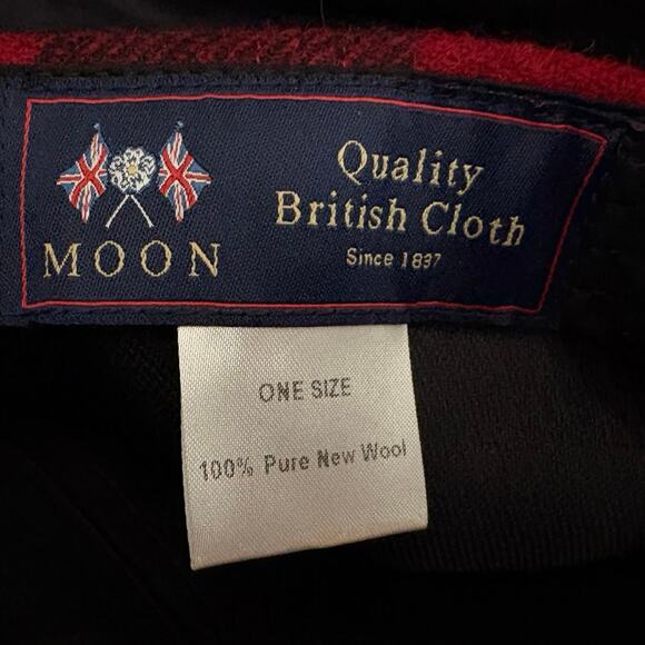 Moon Wool Cap Red Black Buffalo Plaid Country Outdoorsy Quality British Cloth - Picture 6 of 9
